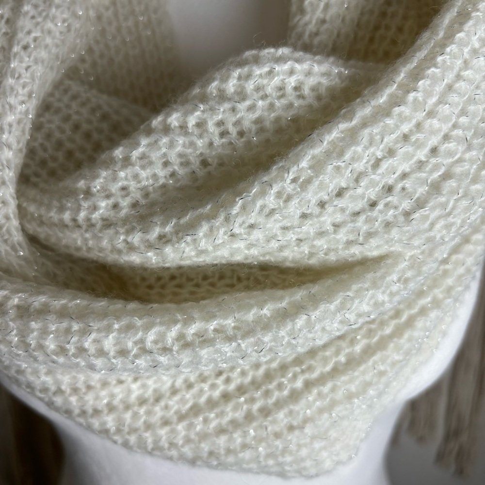 Knit Infinity Scarf - Cream with Metallic Accent - Picture 3 of 7